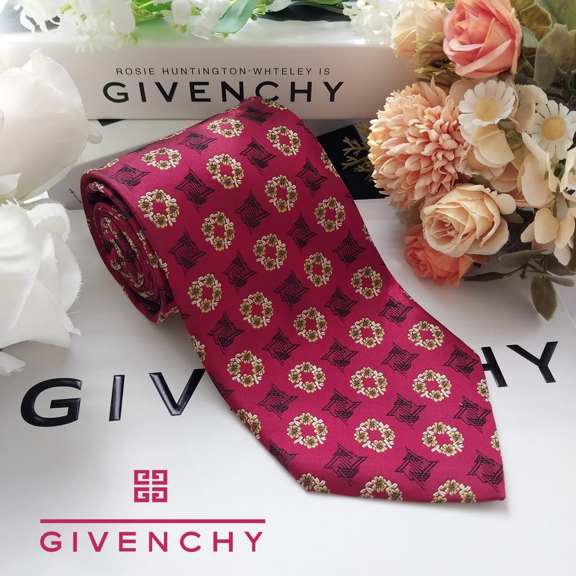 지방시 실크 레드 패턴 넥타이 9.8cm A+등급 K2159 상품이미지2