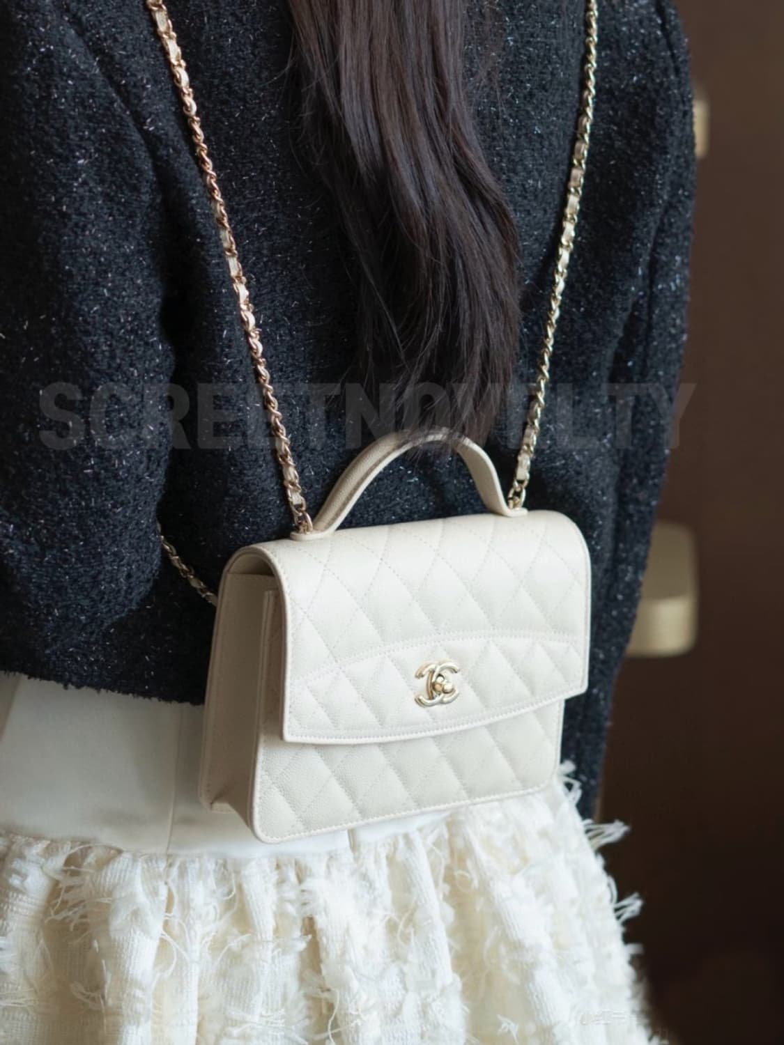 샤넬뷰티 탑핸들 캐비어 백팩 3WAY백 VIP 화이트 상품이미지9
