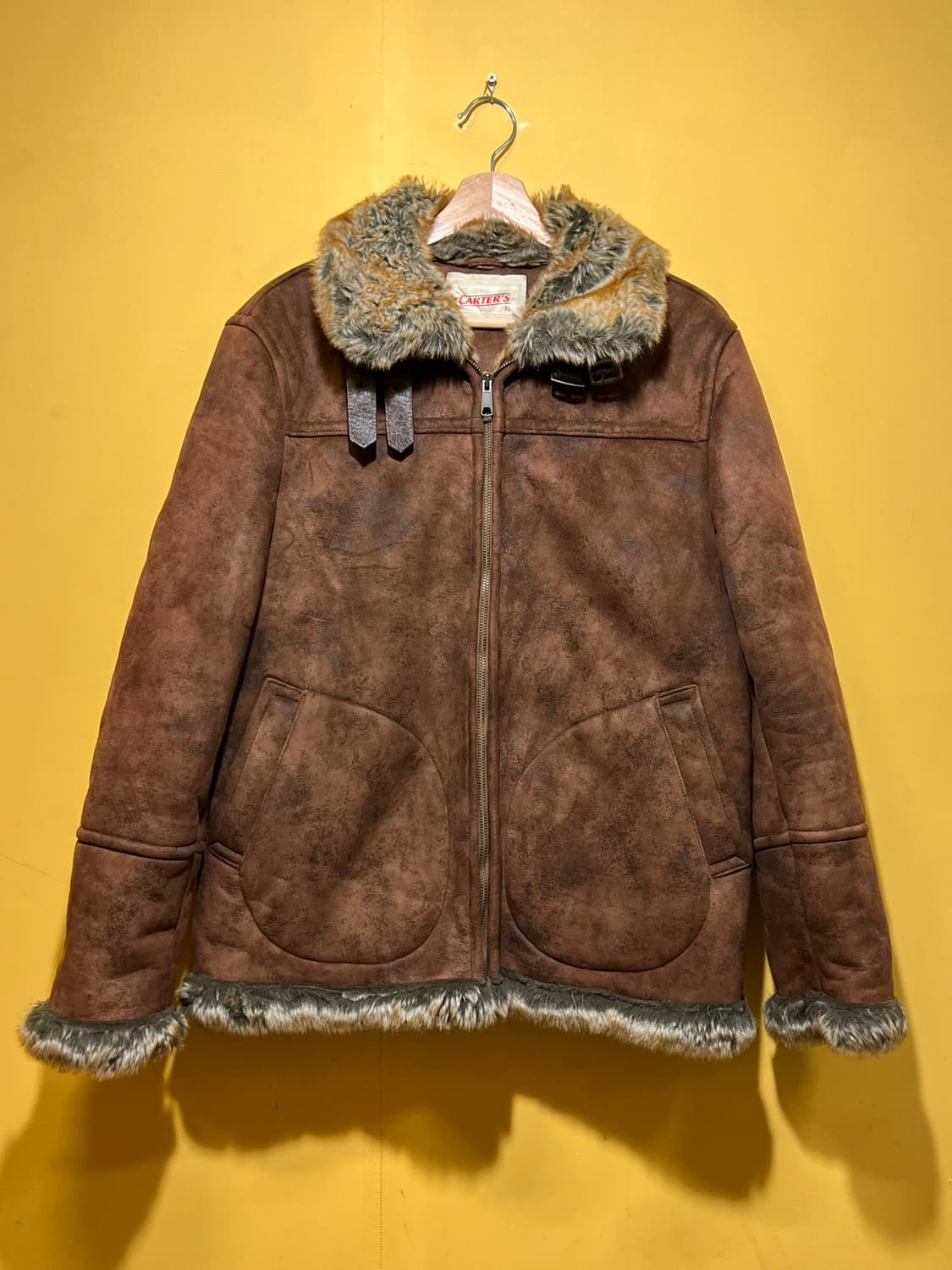 [XL] 카터스 빈티지 무스탕 자켓 브라운 퍼 트리밍 아우터 투웨이 상품이미지1