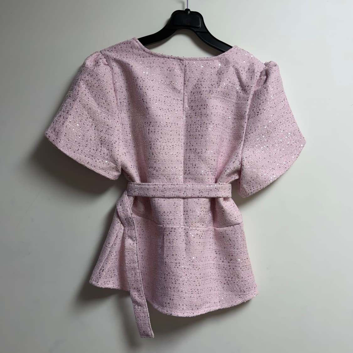 새상품 여자 핑크 반팔 트위드 자켓 (벨트포함) 상품이미지5