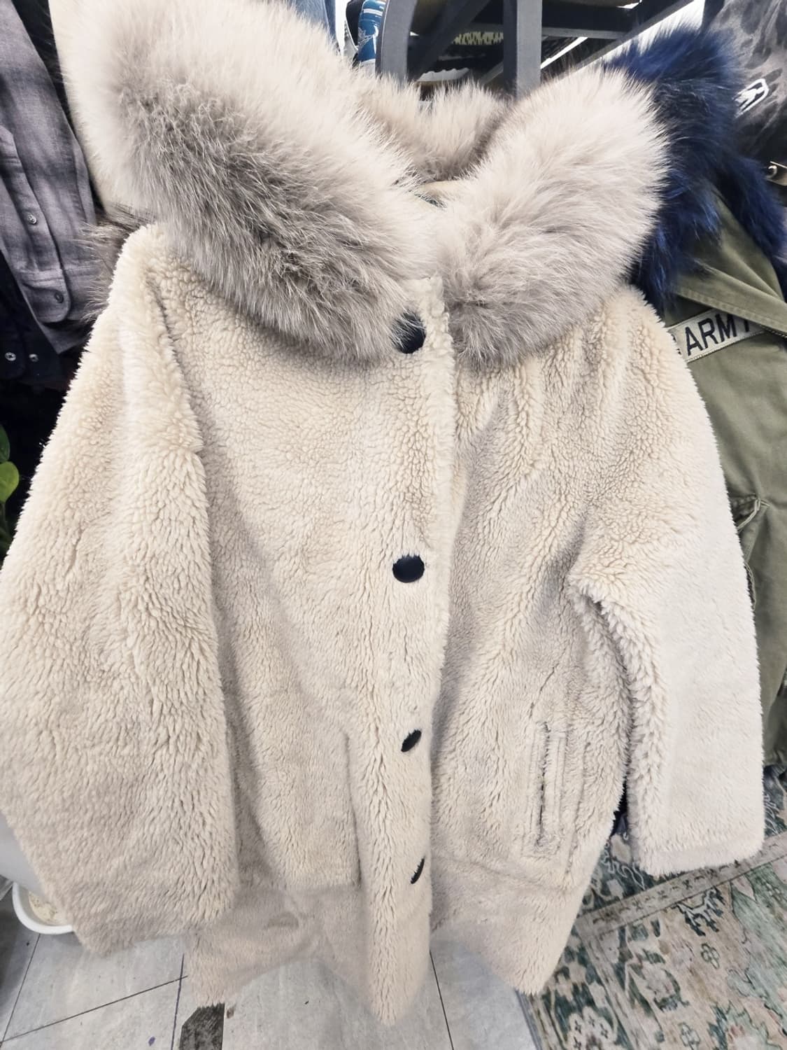 빈티지 양모폭스퍼후드 무스탕 상품이미지5