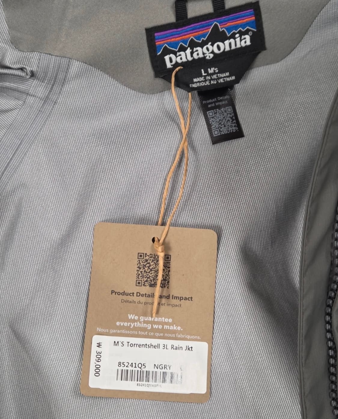파타고니아 토렌쉘 노블그레이 L 새상품급 상품이미지4