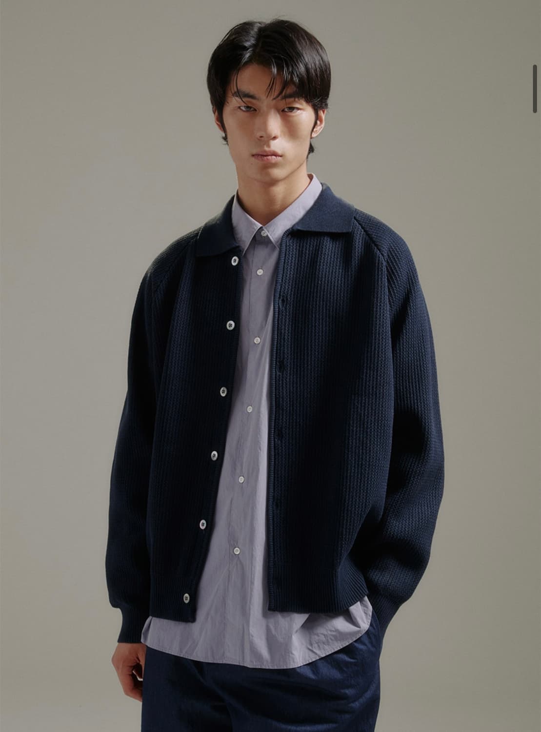 (3) 블랭크룸 코튼 가디건 네이비 상품이미지1