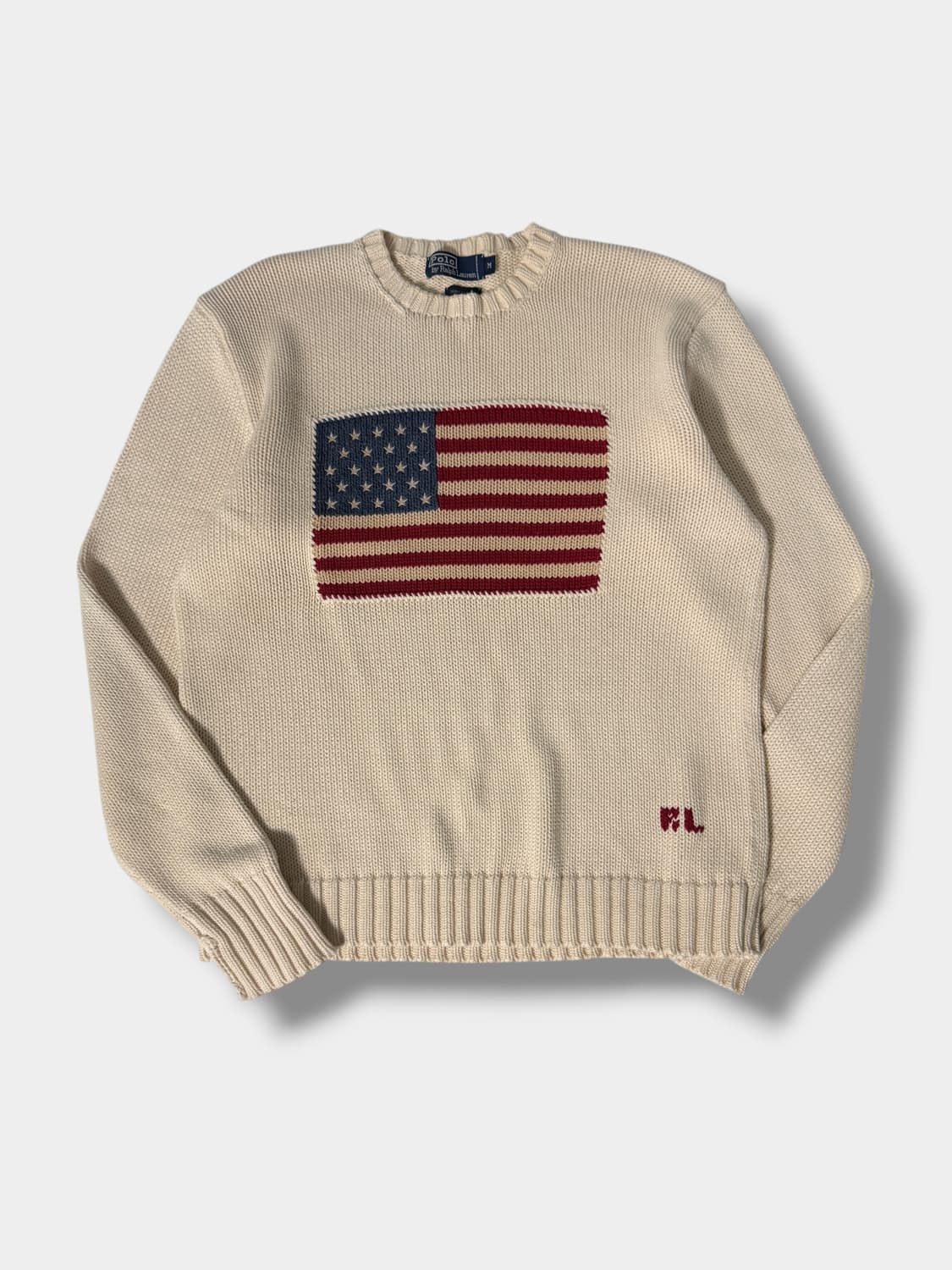 폴로 랄프로렌 루즈핏 아이보리 해비 코튼 성조기 니트 상품이미지1