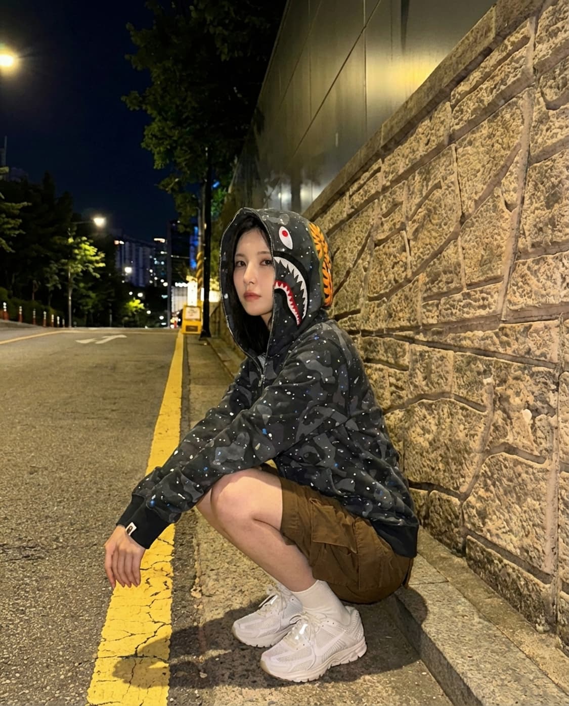 (BAPE) 샤크 풀집업 후드 – 다크 카모 상품이미지2