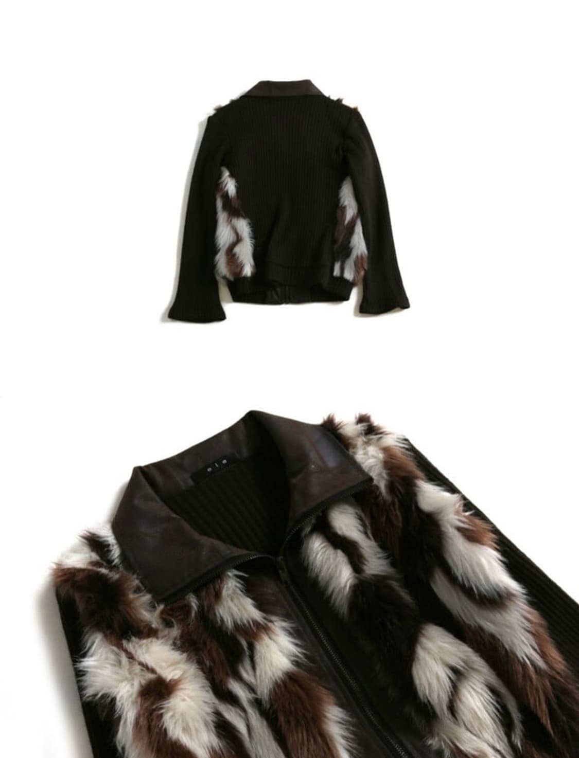 EIe 니트 퍼 믹스 집업 상품이미지2