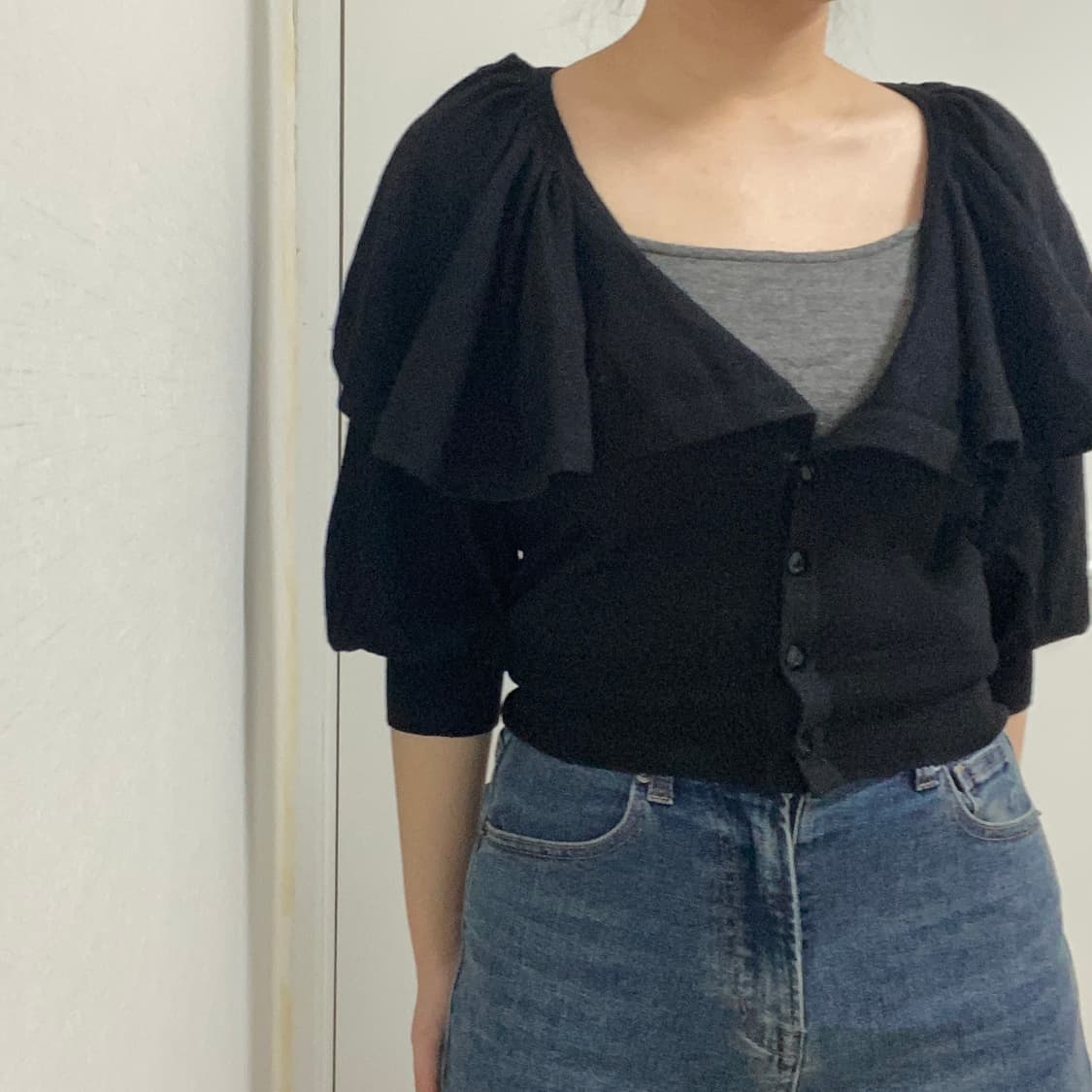 프릴 빅카라 가디건 상품이미지2
