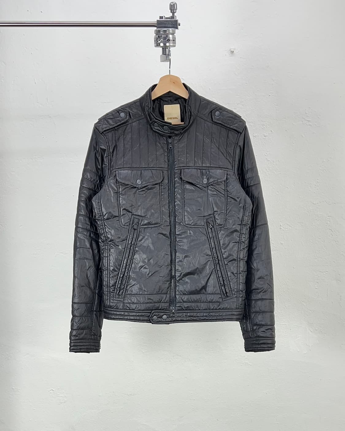 디젤 블랙 나일론 집업 패디드 라이더 자켓 상품이미지1