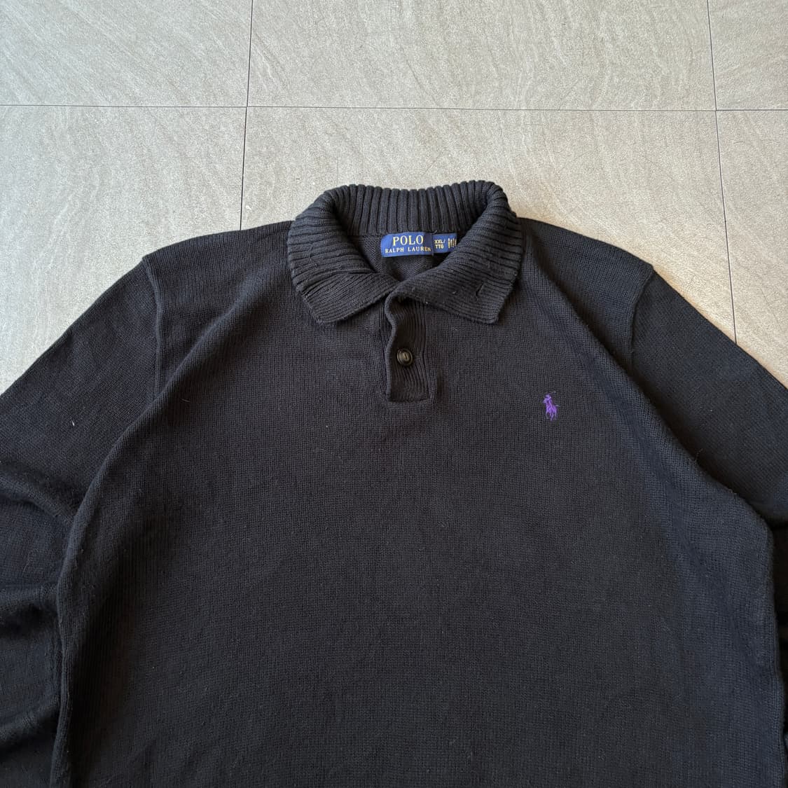 폴로 정품 최신라벨 블랙 해비 코튼 집업 니트 상품이미지3