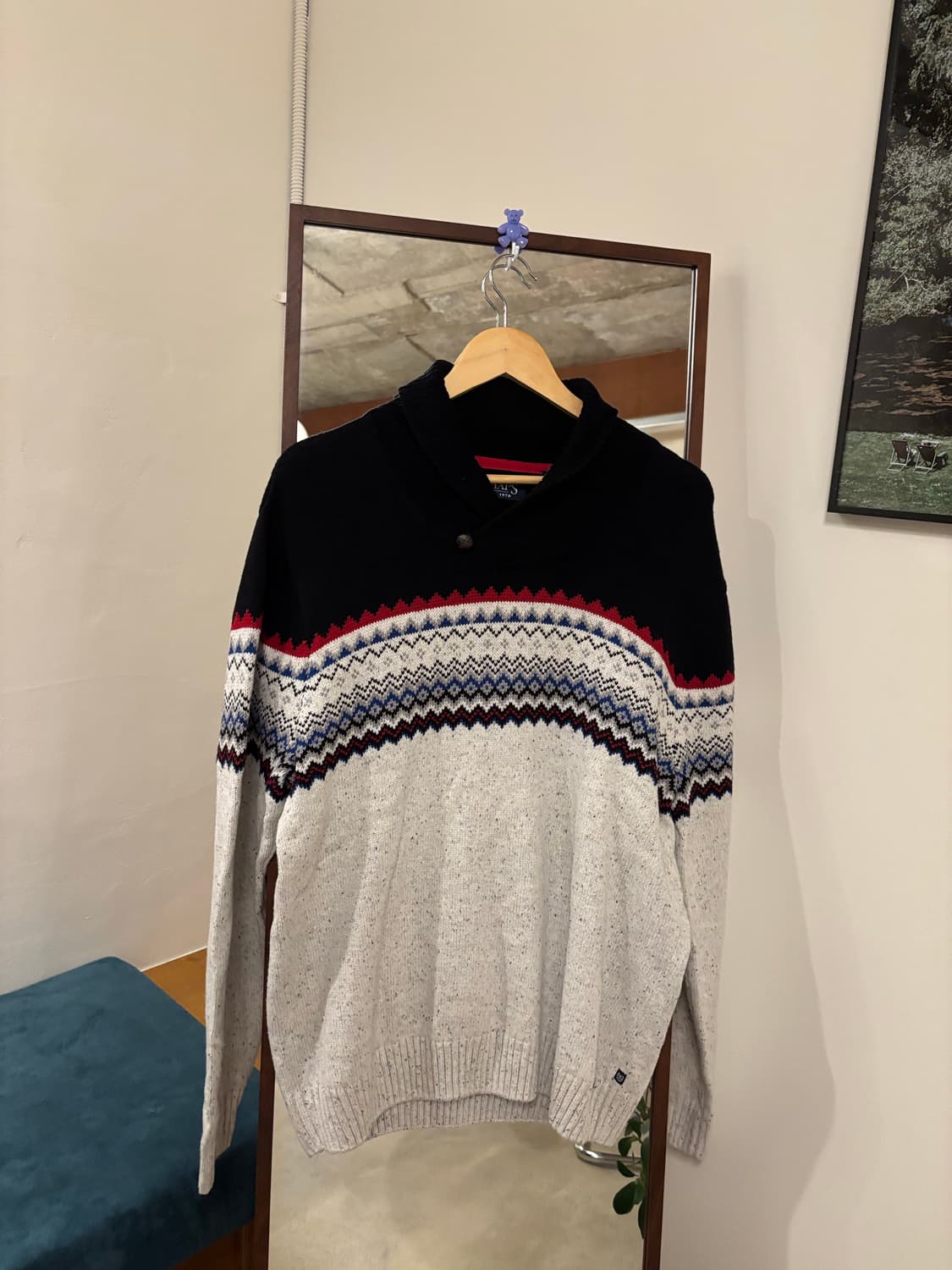 챕스 CHAPS 랄프로렌 패턴 숄카라 니트 상품이미지1