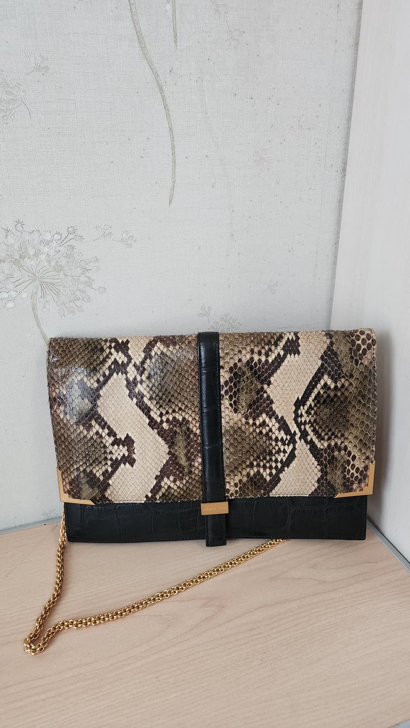 DERERCUNY 리얼 스네이크 가죽 클러치 숄더백 상품이미지1
