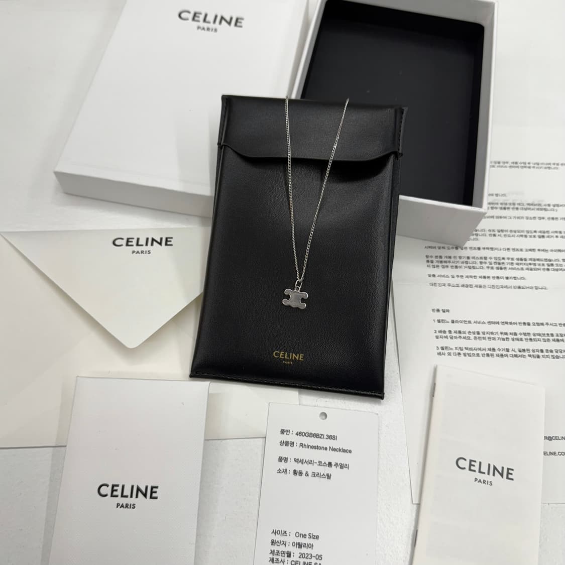 [풀박스] 셀린느 라인스톤 목걸이 실버 상품이미지2