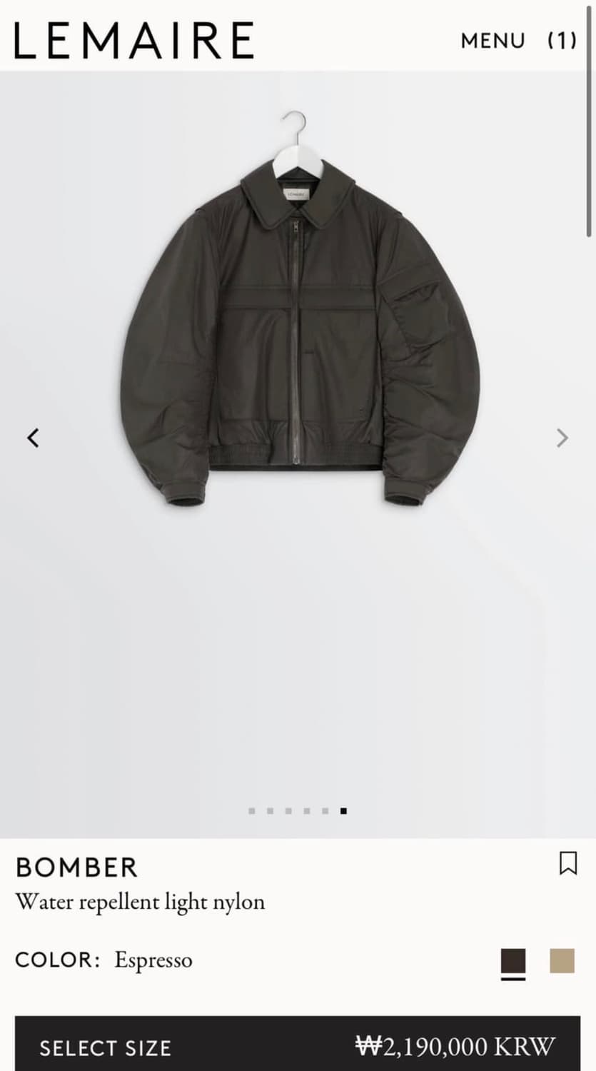 (S,M) 르메르 25FW 봄버 에스프레소 상품이미지6