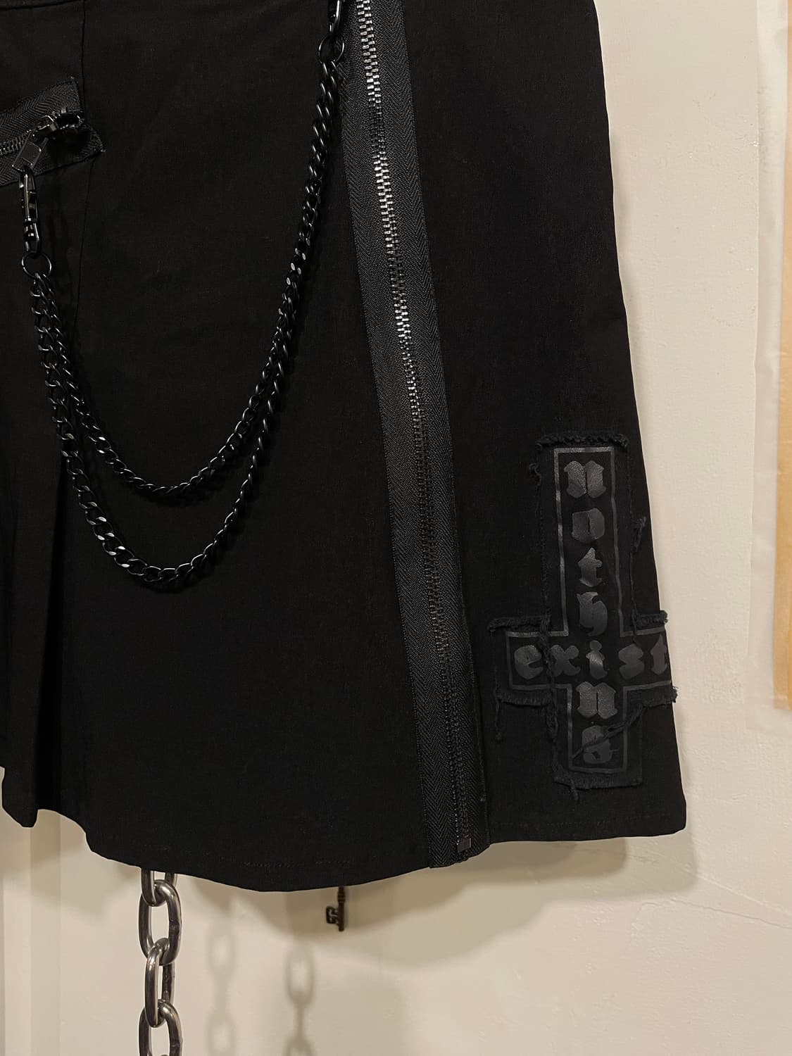 kill star 킬스타 십자가 패치워크 체인 블랙 미디스커트 펑크 상품이미지5