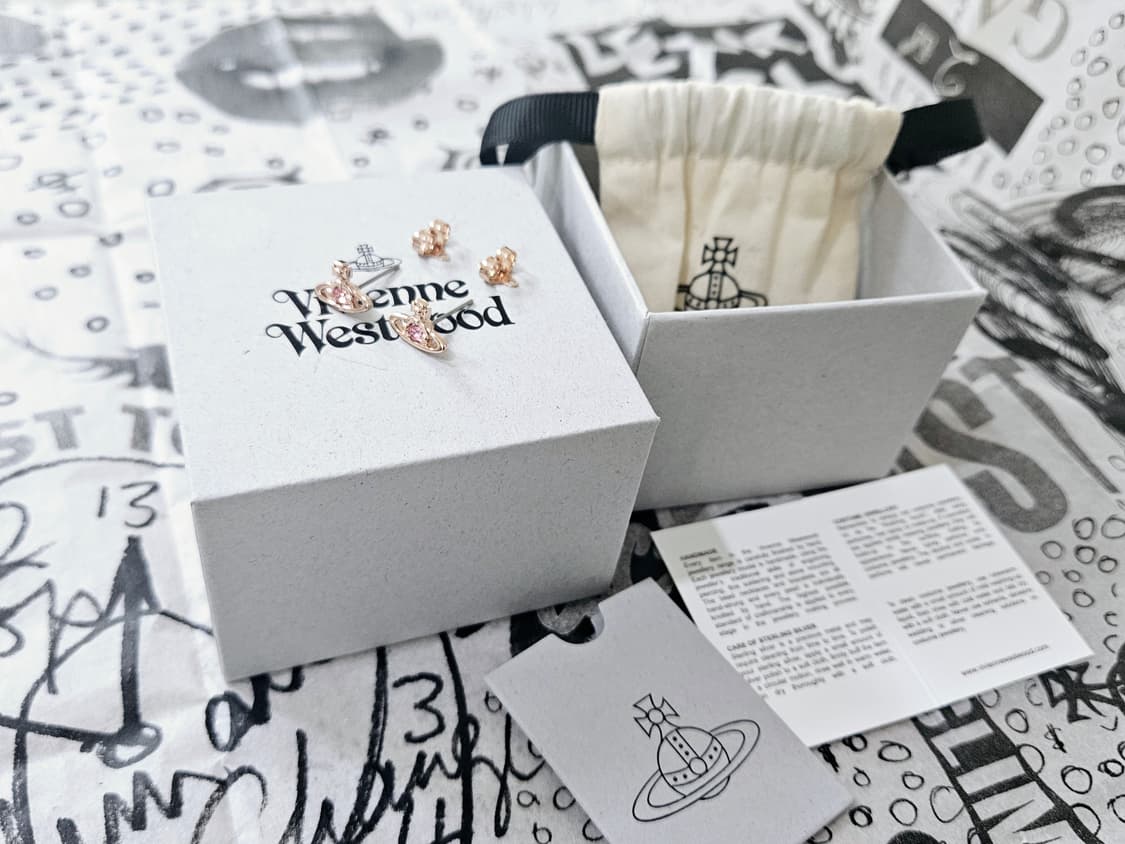 비비안 웨스트우드 나노 솔리테어 귀걸이 핑크골드×핑크큐빅 [정품/풀박스] 상품이미지7