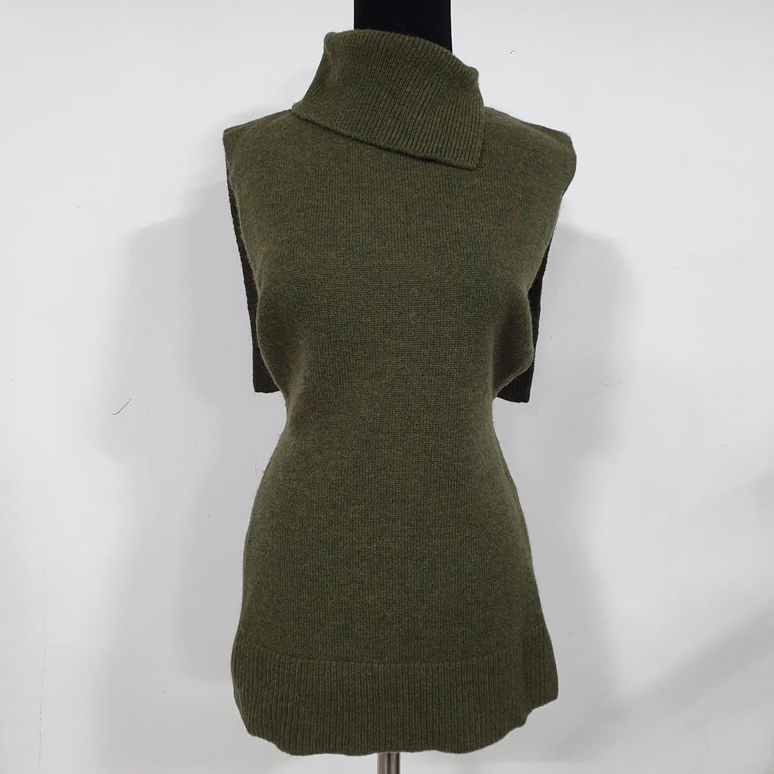 (38) ENFÖLD 엔폴드 모100 그린 타이백 하이넥 니트 베스트 상품이미지1