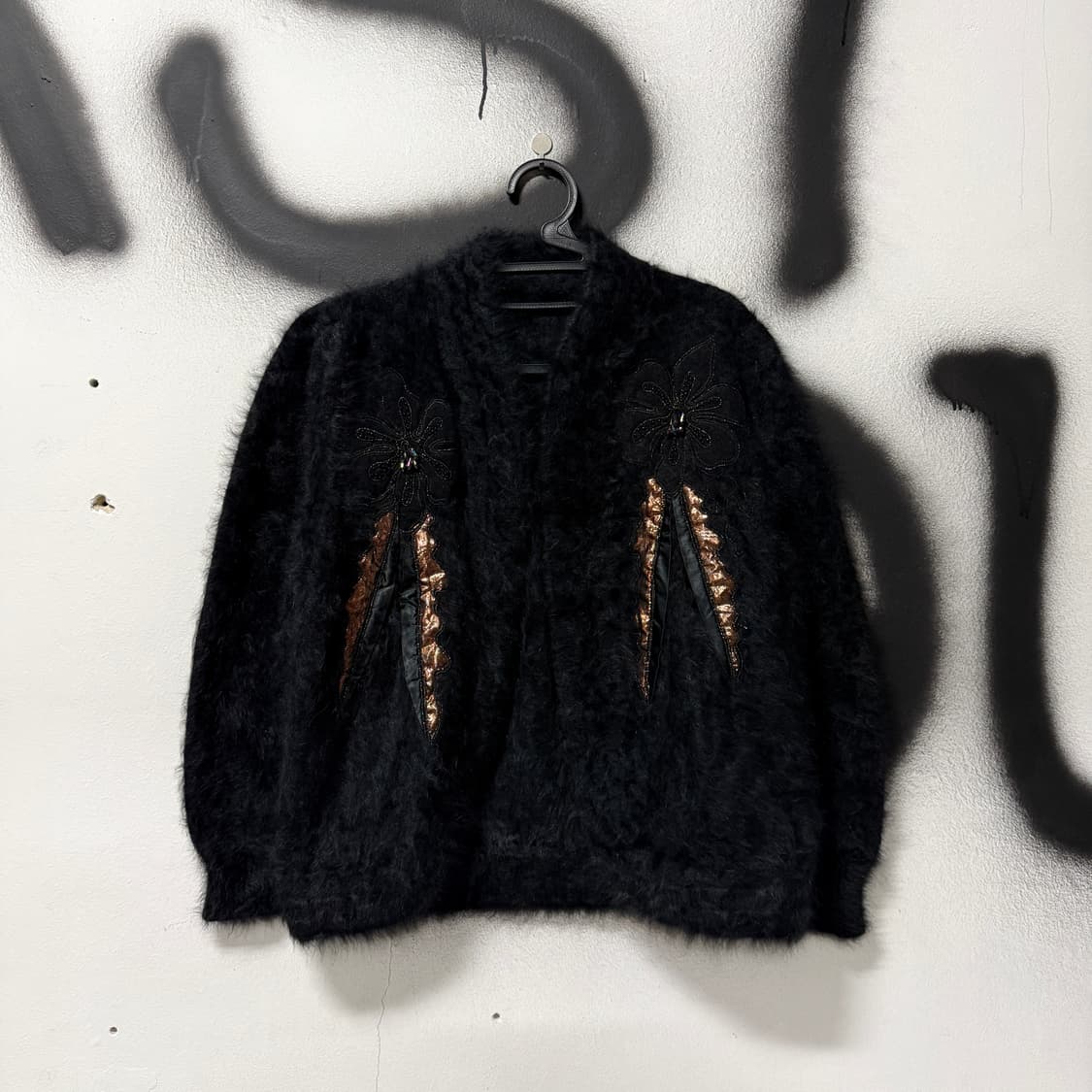 VTG 빈티지 비즈 자수 디테일 앙고라 모헤어 니트 가디건 상품이미지1