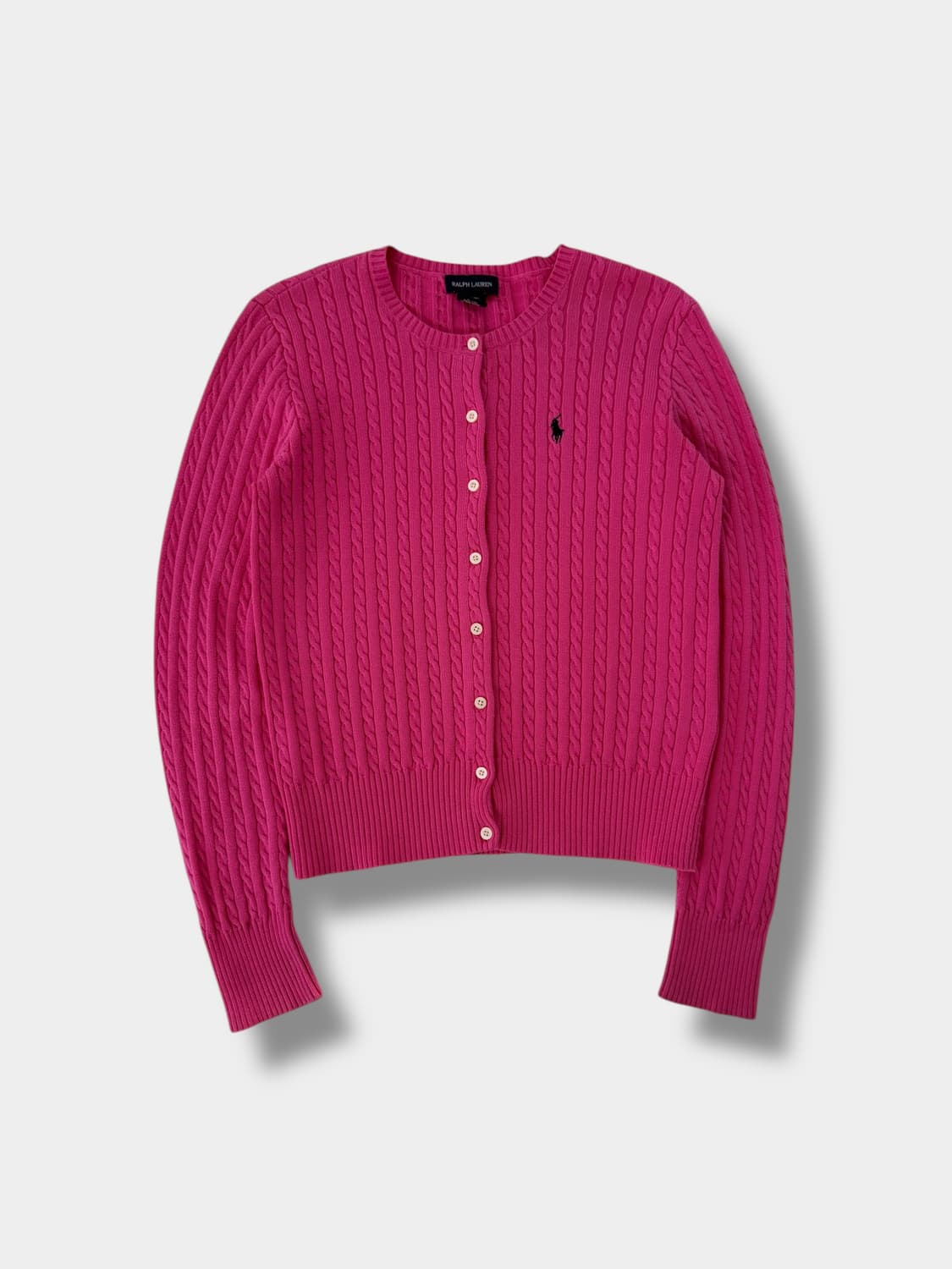 폴로 랄프러렌 핑크 코튼 케이블 가디건 상품이미지1