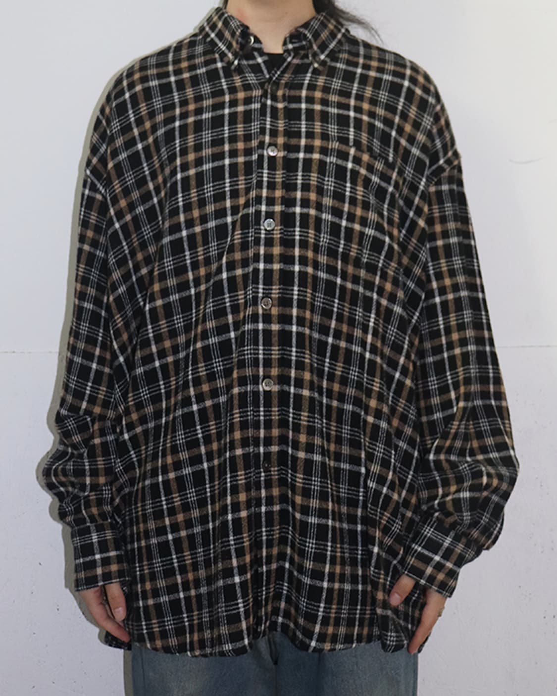 아워레가시 보로우드 BD 셔츠 브라운 체크 상품이미지2