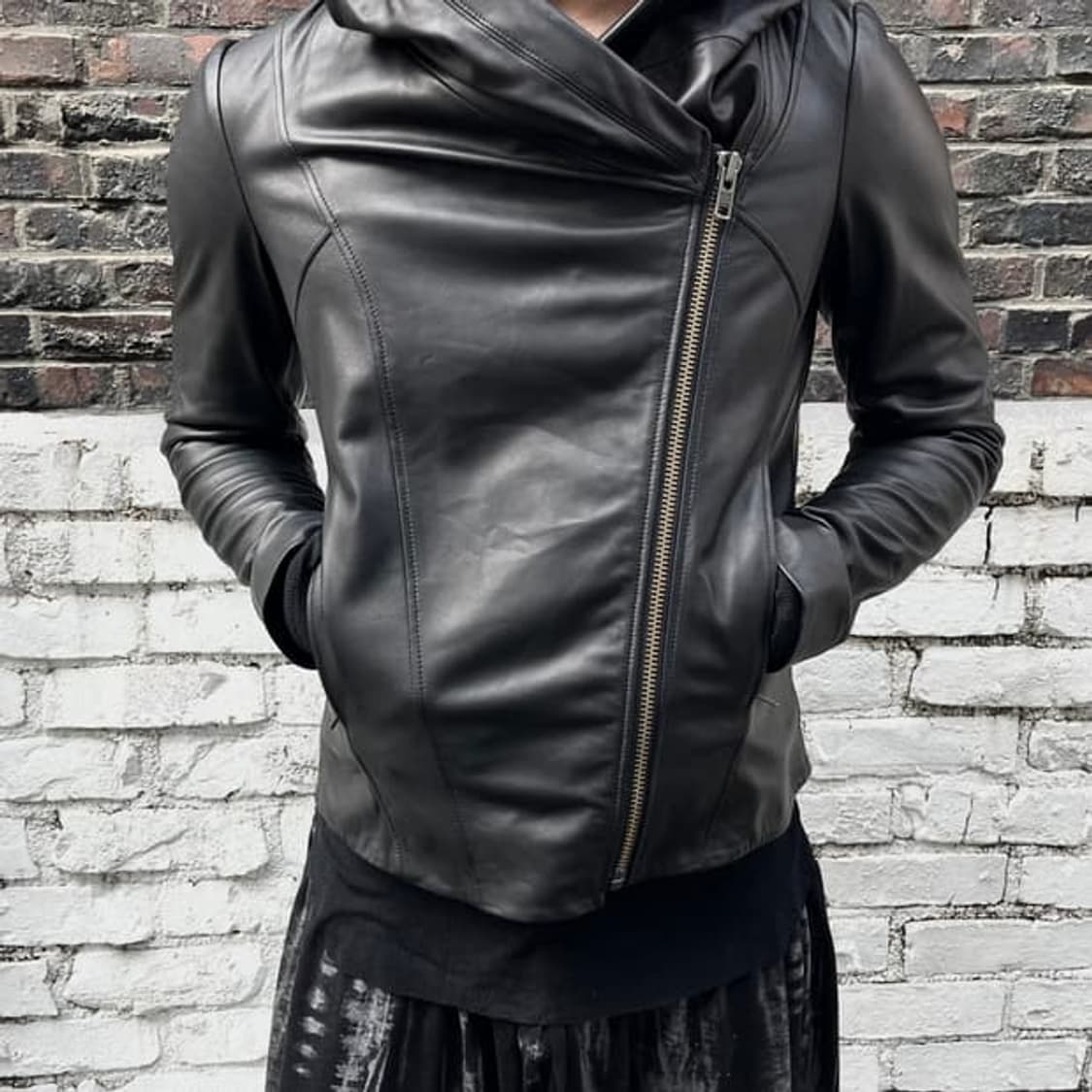 헬무트랭 램스킨 비대칭 라이더자켓 상품이미지3