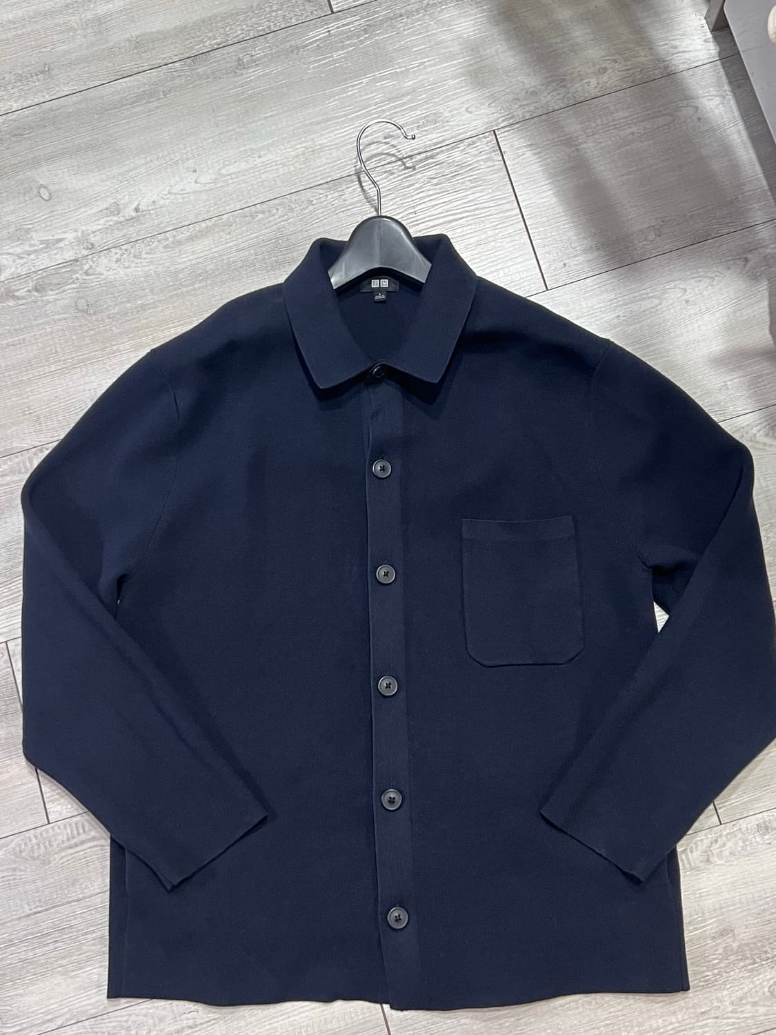 유니클로 밀라노립셔츠칼라 가디건 L(105) 네이비  거의새것 직장인 강 상품이미지1