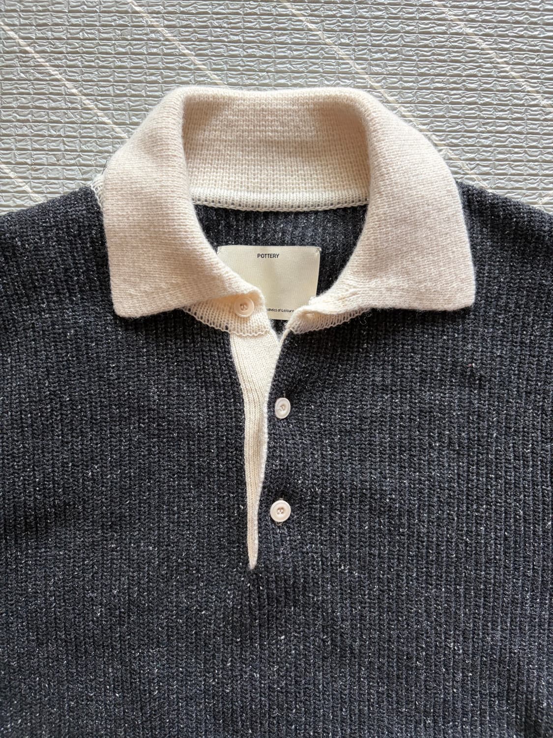 포터리 럭비 폴로 니트 [차콜, 3size] 상품이미지2