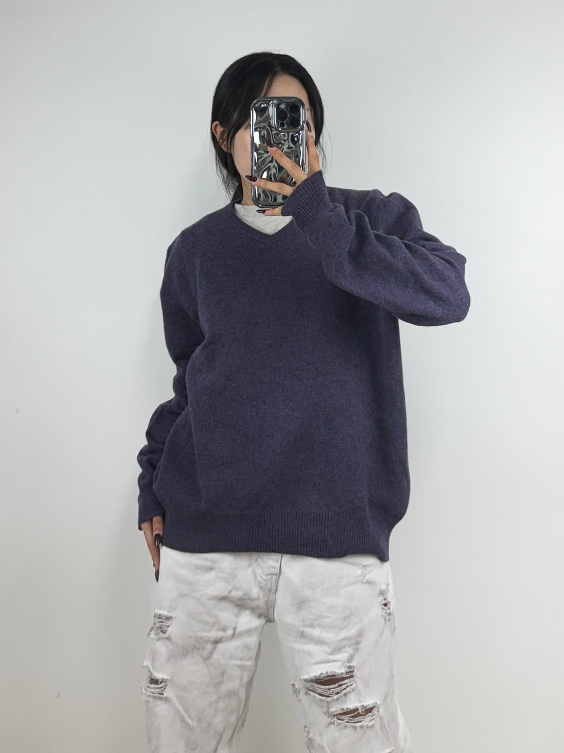 폴로랄프로렌 램스울 브이넥 니트 퍼플 E210 상품이미지1