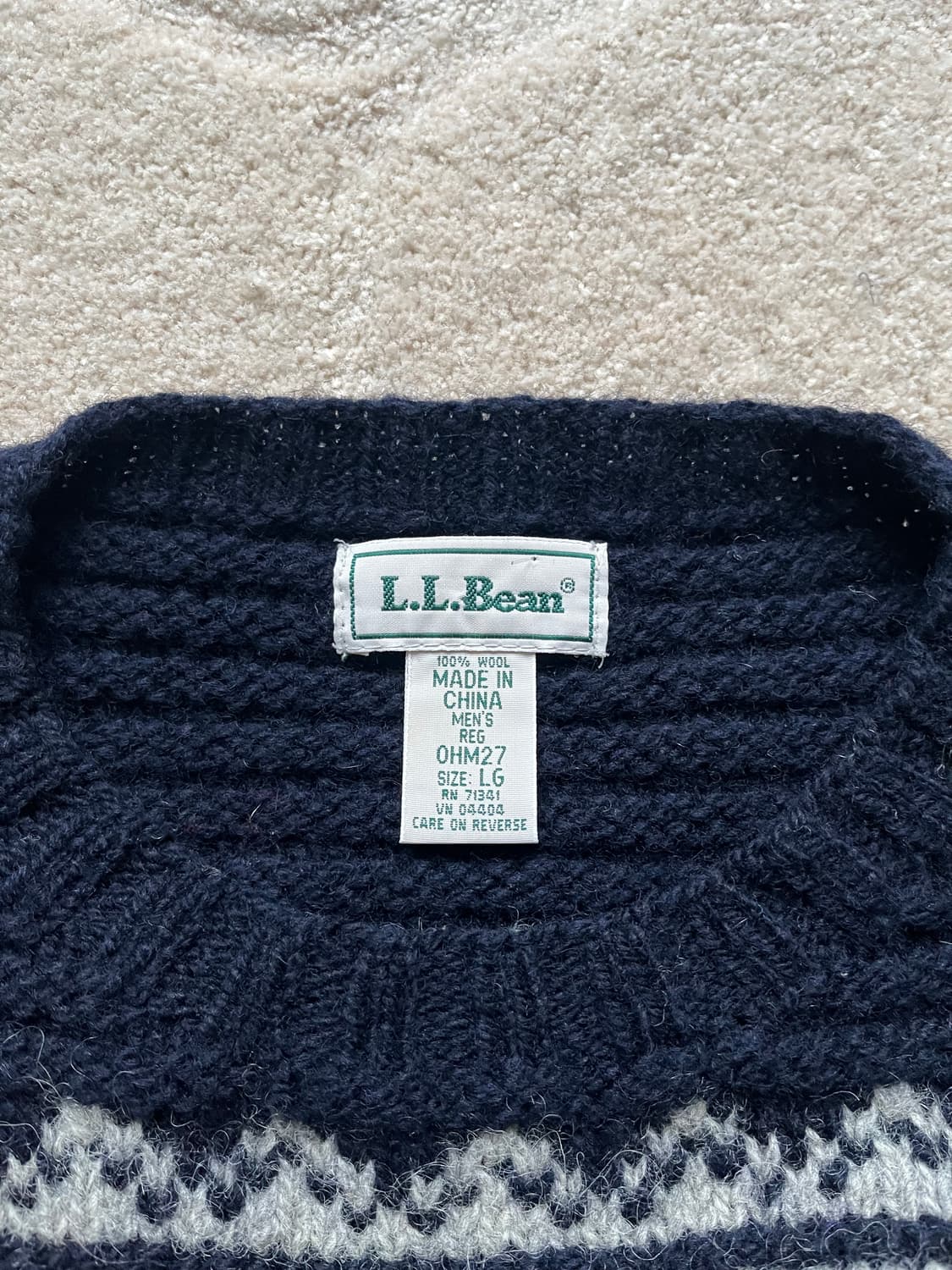 90s 엘엘빈 노르딕 스노우플레이크 100% 울 니트 스웨터 (105) 상품이미지6