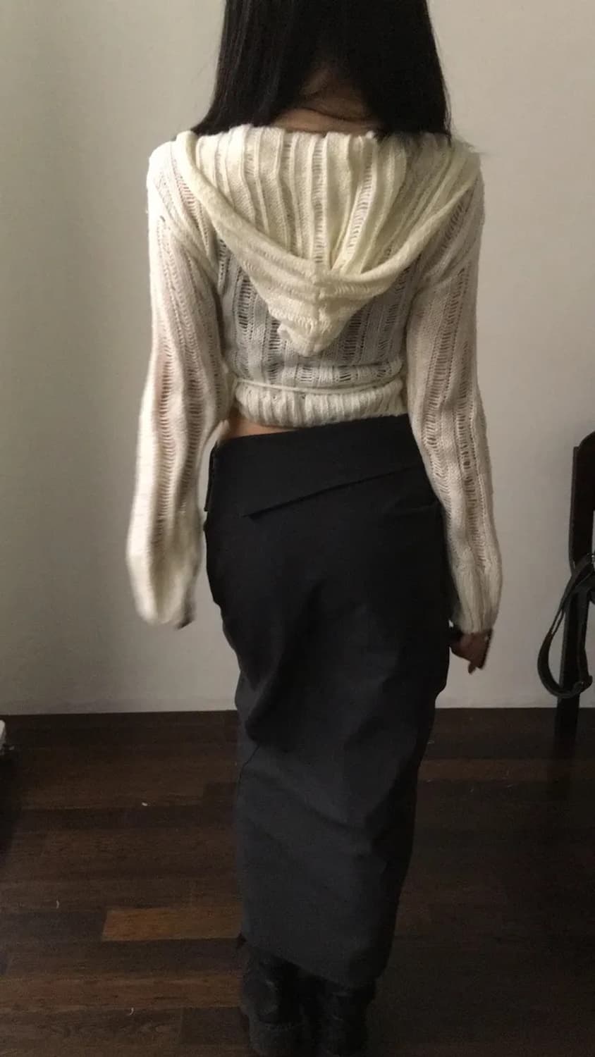 새상품) 후드 랩 펀칭 여리 니트 상품이미지3