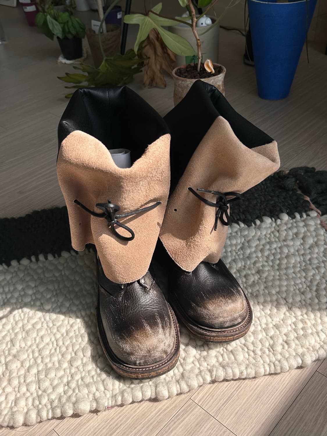 네거티브쓰리 부츠 Folded lace-up long boots 상품이미지2