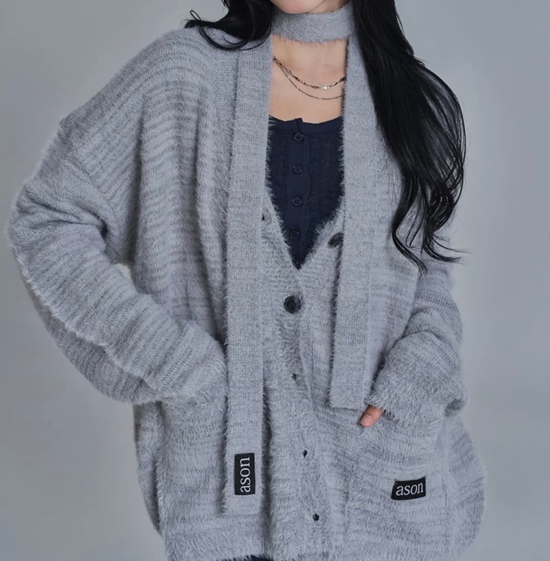 애즈온 루카 가디건 그레이 상품이미지1