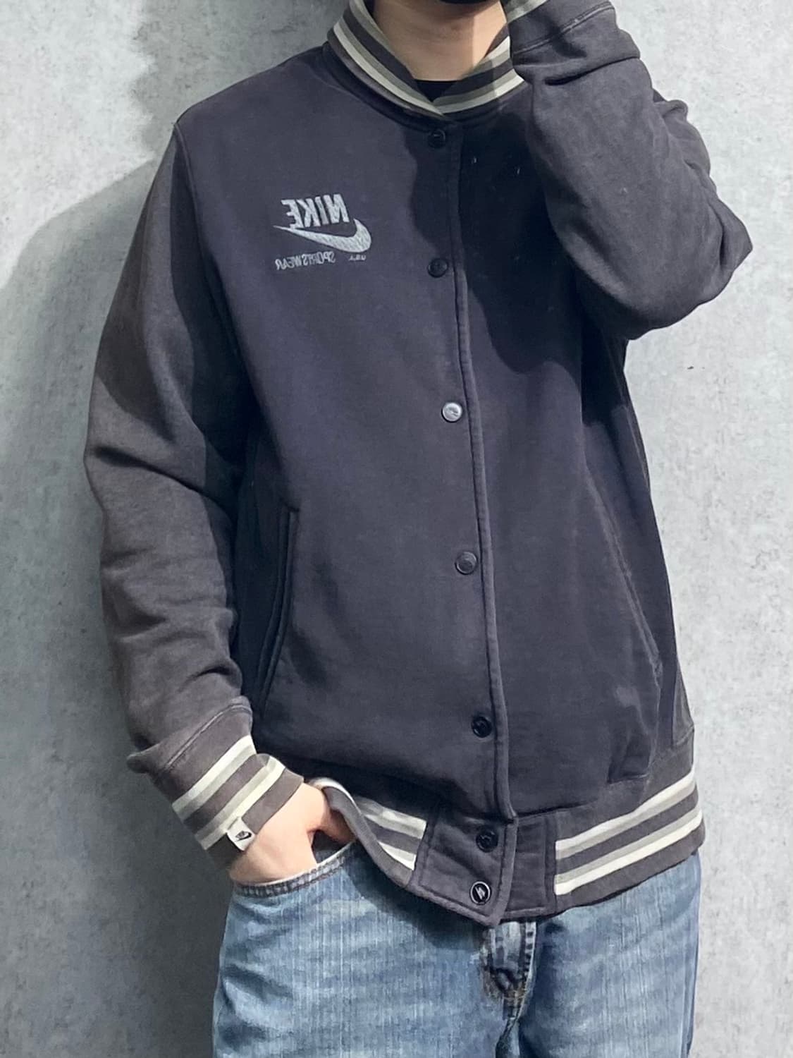 [L] 00s Nike 나이키 빈티지 코튼 바시티자켓 상품이미지8