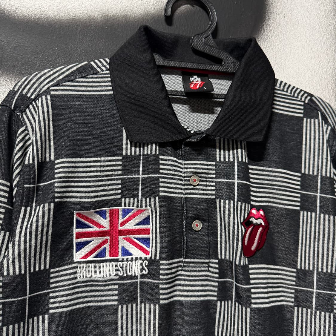 롤링스톤즈 락 펑크 자수 패치 체크 롱슬리브 피케 티셔츠 상품이미지3