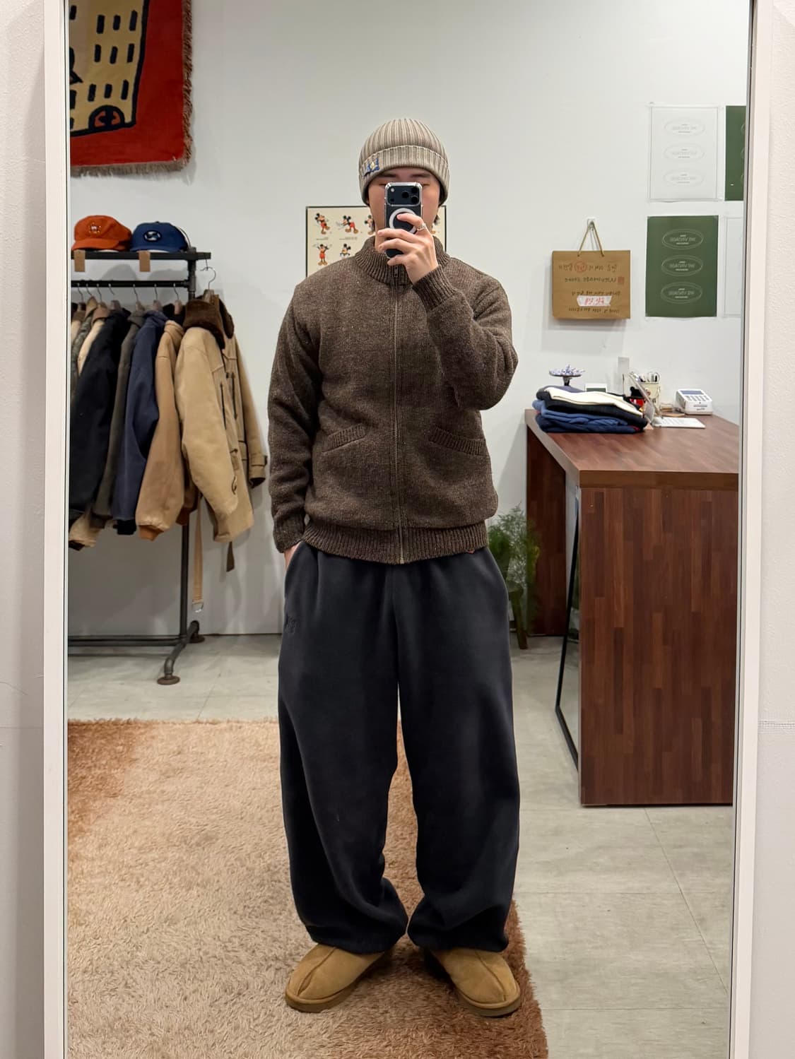 90s Bert Pulitzer 빈티지 쉐르파 울 보카시 니트 집업 상품이미지2