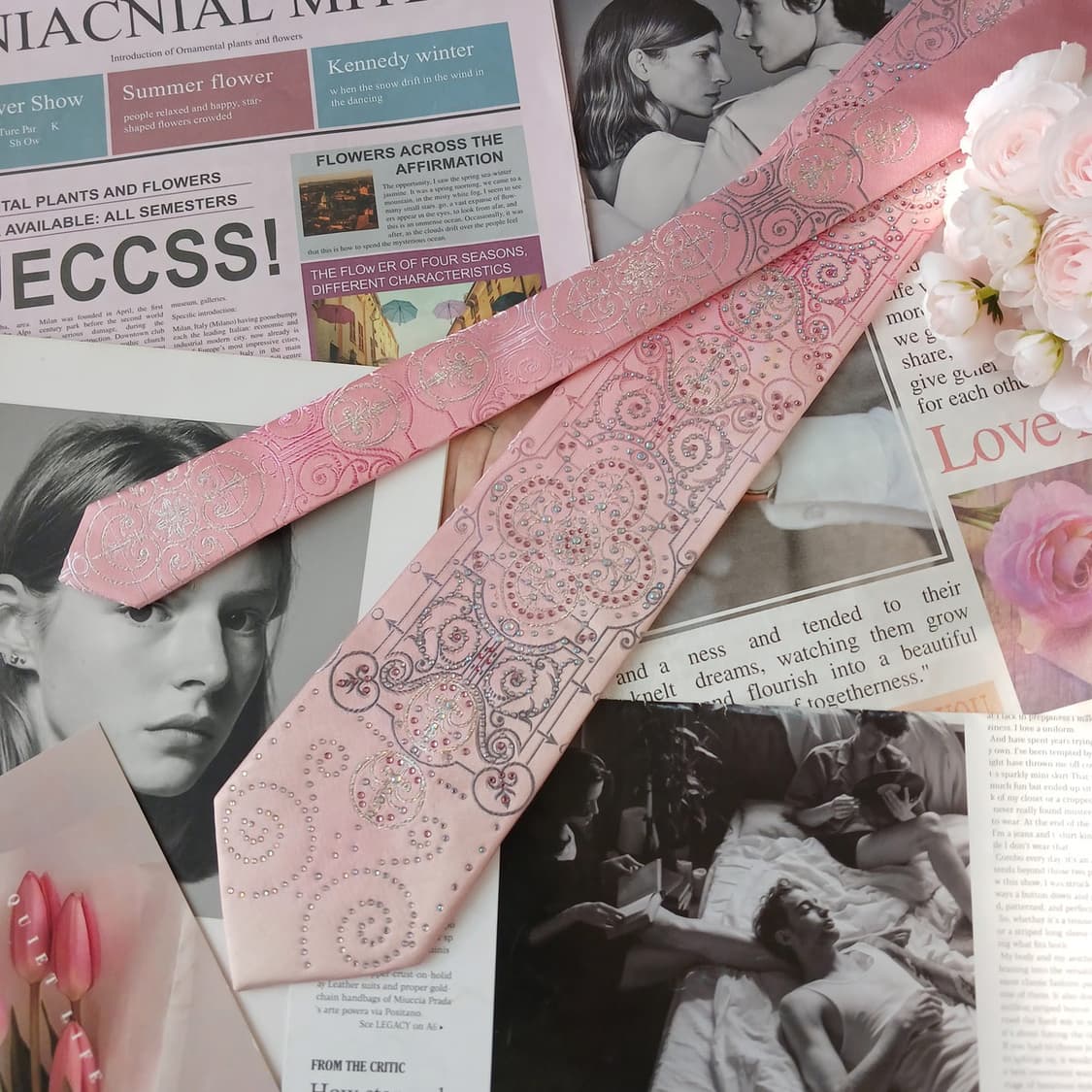 메트로시티 실크 핑크 장식 패턴 넥타이 8.6cm A등급 A19329
 상품이미지3