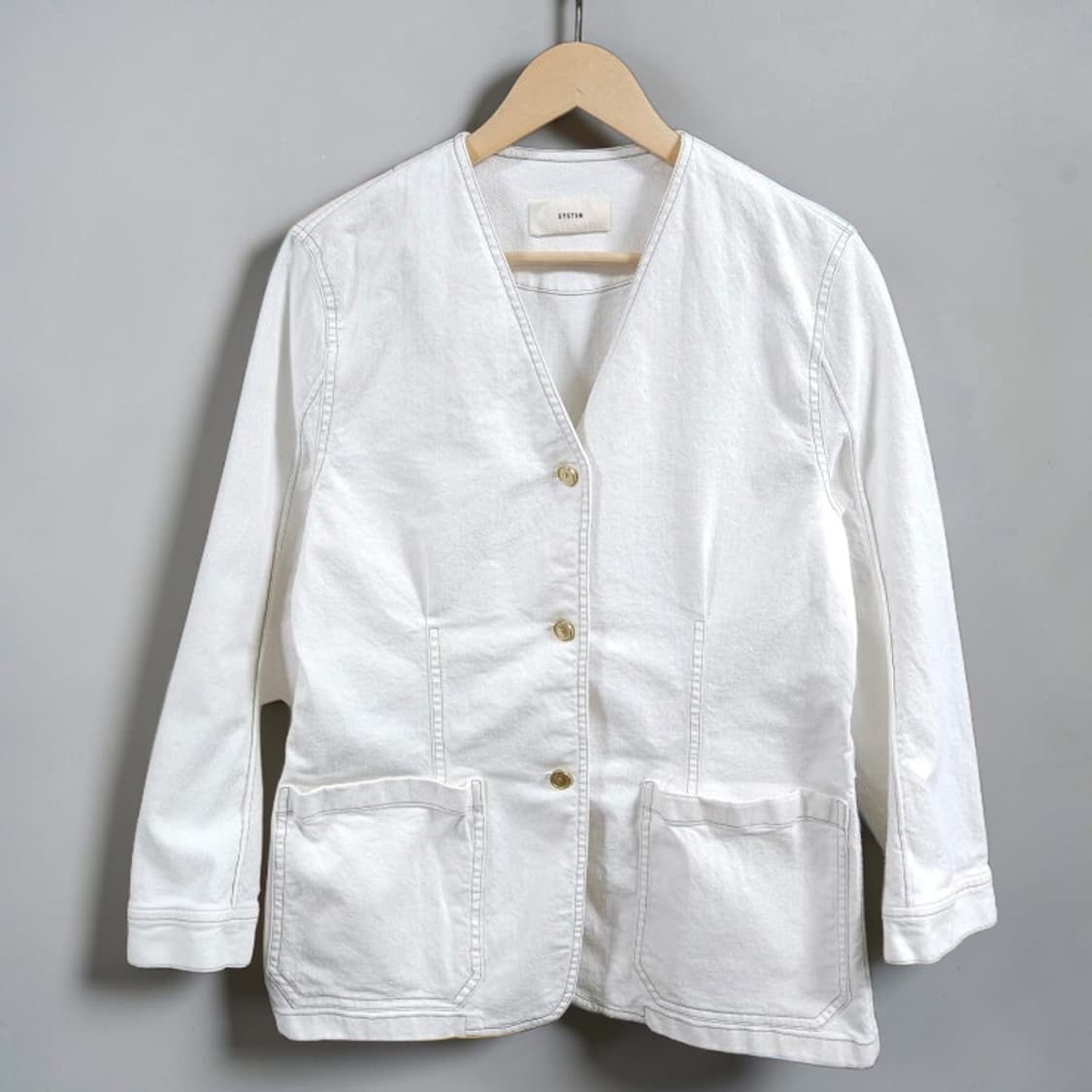 여성66 SYSTEM 시스템 노카라 코튼 자켓 봄가을 상품이미지1