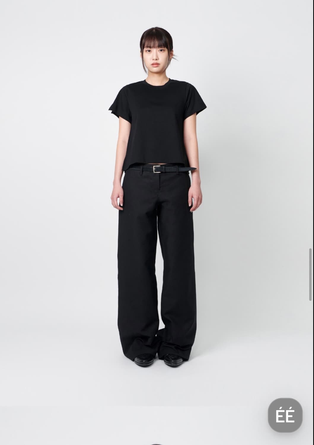 ee누마레 SIDE PLEATED 1/2 T-SHIRTS BLACK 상품이미지2