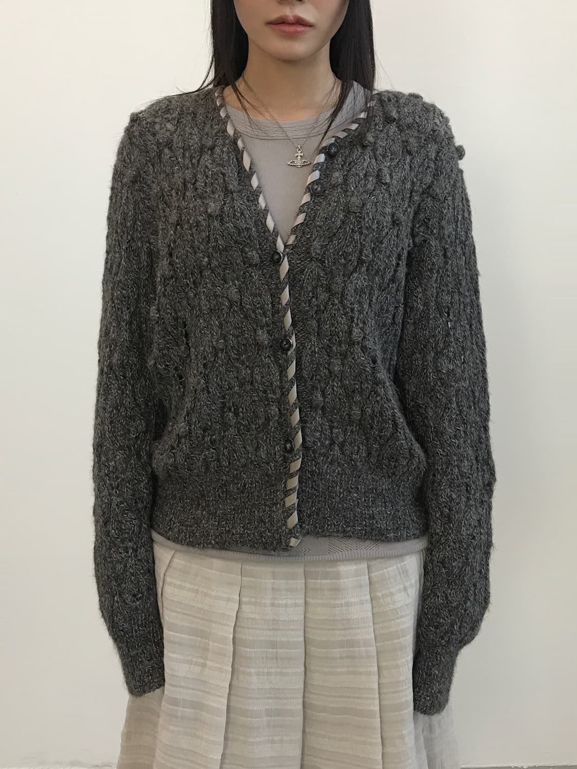 Jpn Whipstitch Cable-Knit Wool Cardigan 상품이미지3
