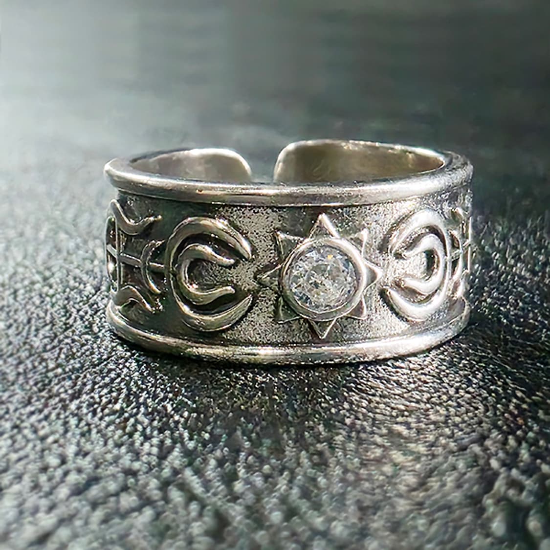 Sunarc 백동 남자 엔틱 빈티지 명품 태양 초승달 해달 반지 상품이미지3