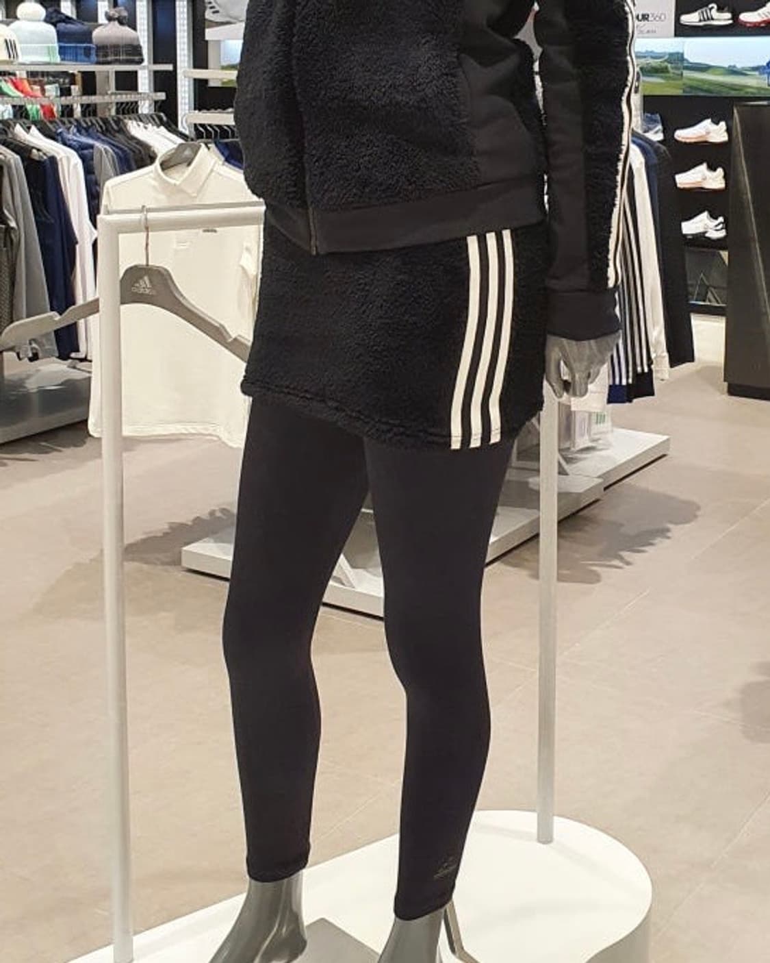 아디디스 털 후리스 블랙 삼선 방한 겨울 골프 S 90 갸루 펑크 치마  상품이미지2