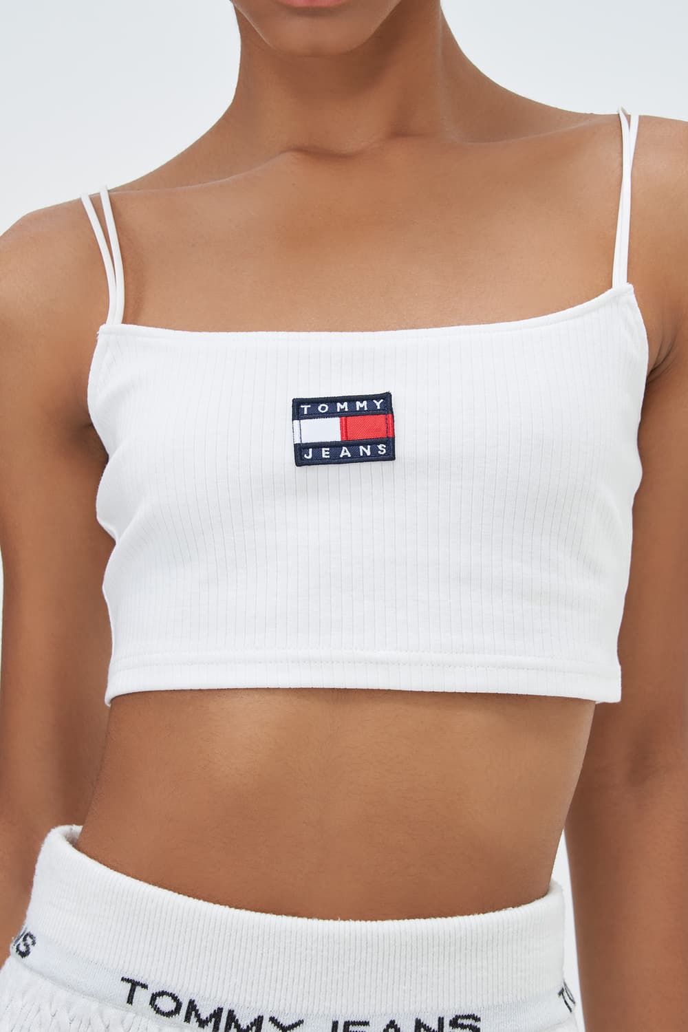타미 진스 크롭 뱃지 더블 스트랩 탑 S 상품이미지3