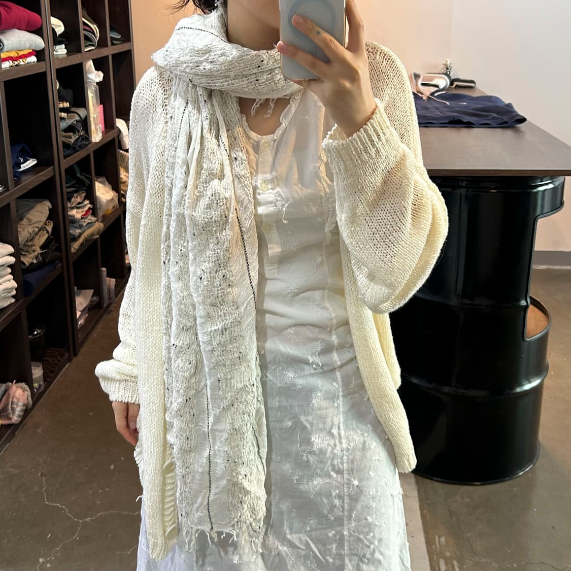 아이보리 패턴 크로셰 머플러 상품이미지4