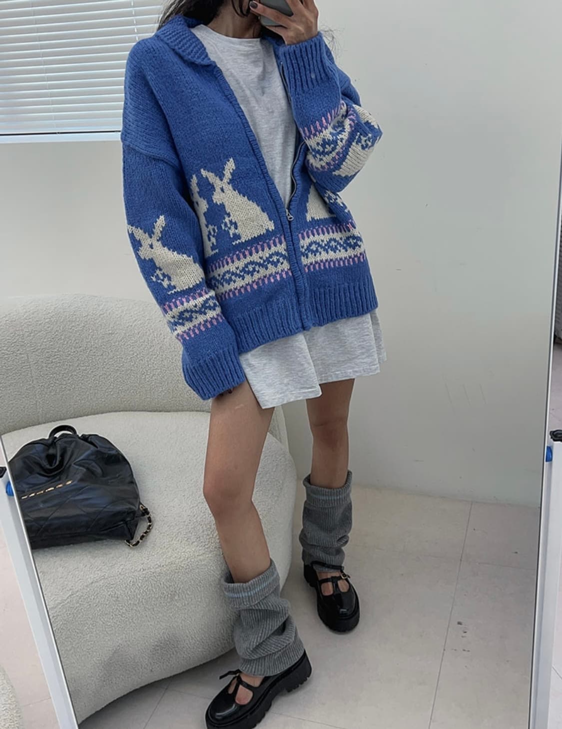 (새상품)메이메이 래빗 지퍼 니트 가디건 상품이미지2