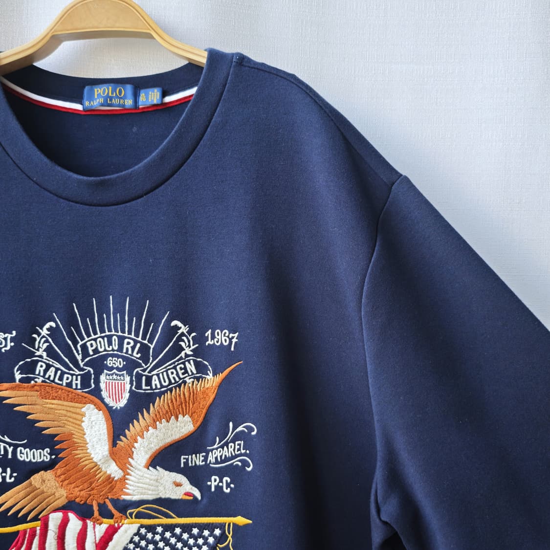 폴로 랄프로렌 USA 이글 자수 코튼모달 혼방 맨투맨 네이비 XL 상품이미지2