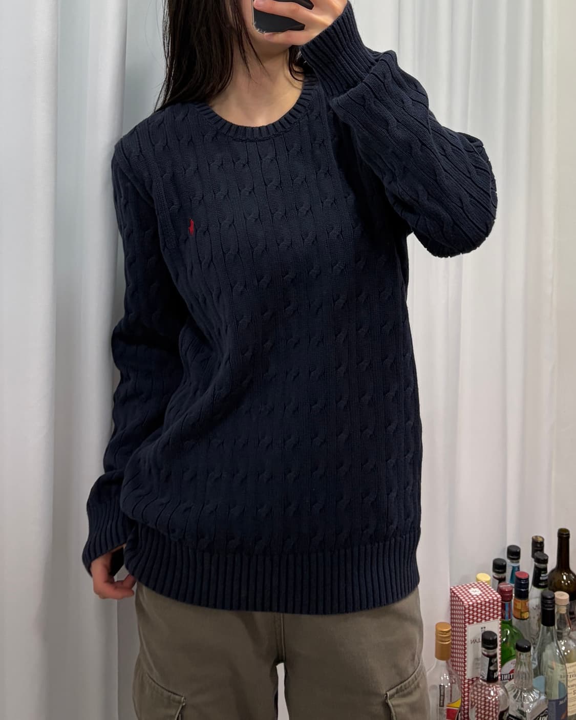 [M-L]폴로 랄프로렌 꽈배기 케이블 코튼 니트 navy 상품이미지1