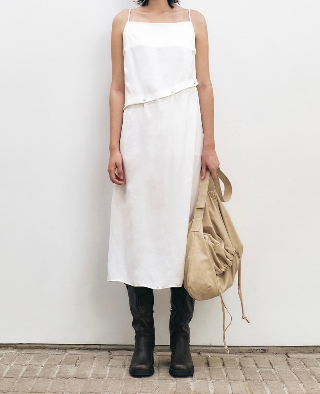 인사일런스우먼 슬리브리스 버튼 원피스 WHITE M 상품이미지1