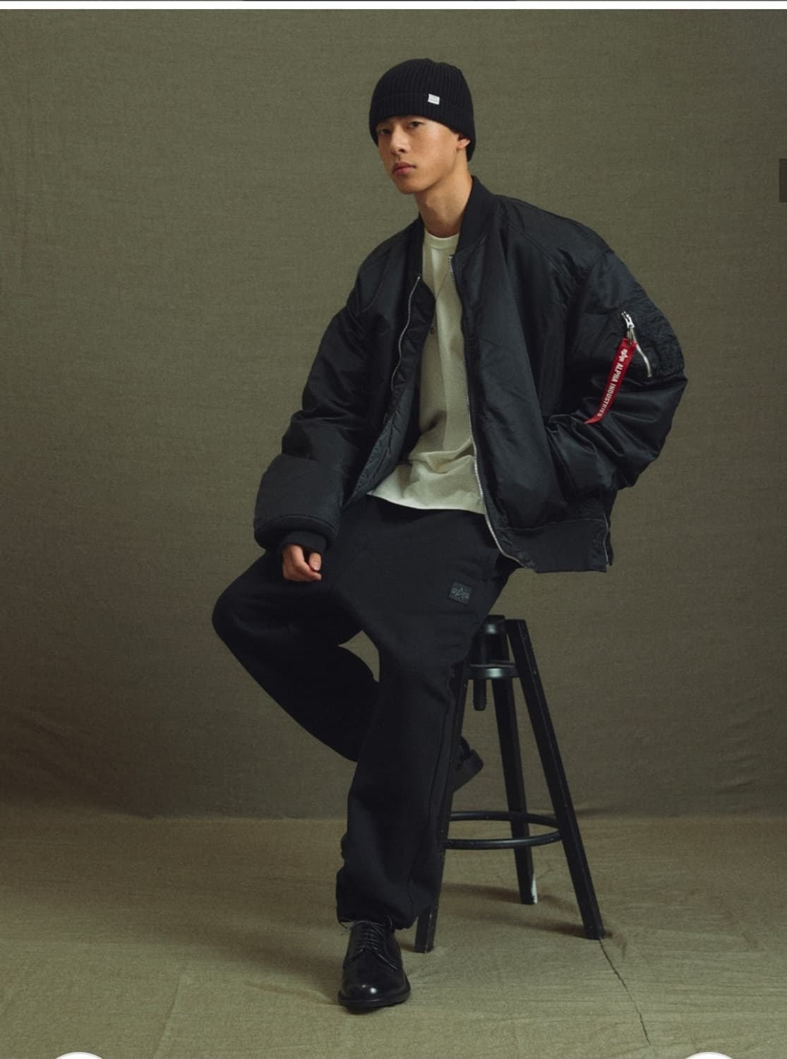 알파인더스트리 MA-1 루즈핏 사이드짚 블랙 L 상품이미지9