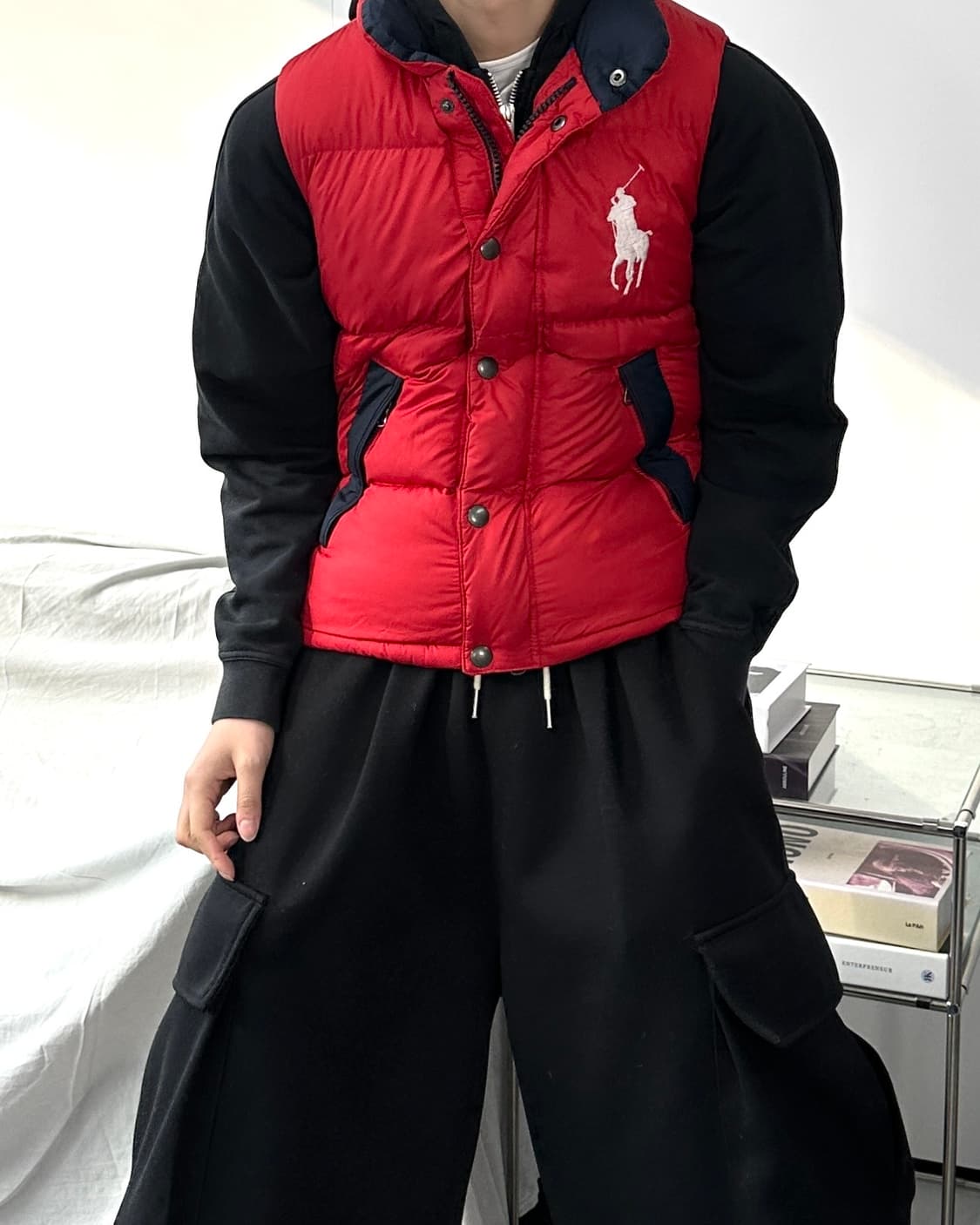 폴로 랄프로렌 빅포니 레드 패딩 조끼 S 상품이미지2