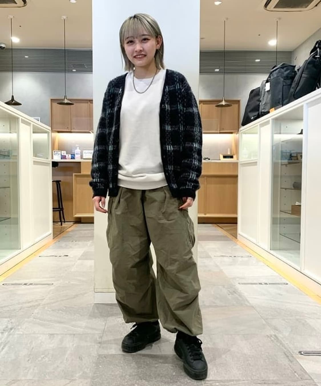 BEAMS PLUS Mohair Check Cardigan 상품이미지4