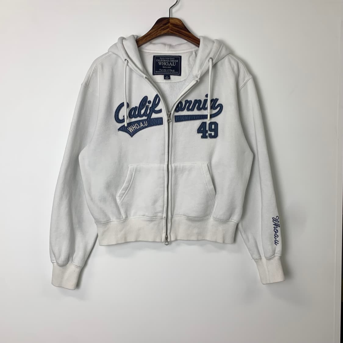 후아유 투웨이 y2k 와투케 화이트 후드집업  상품이미지2